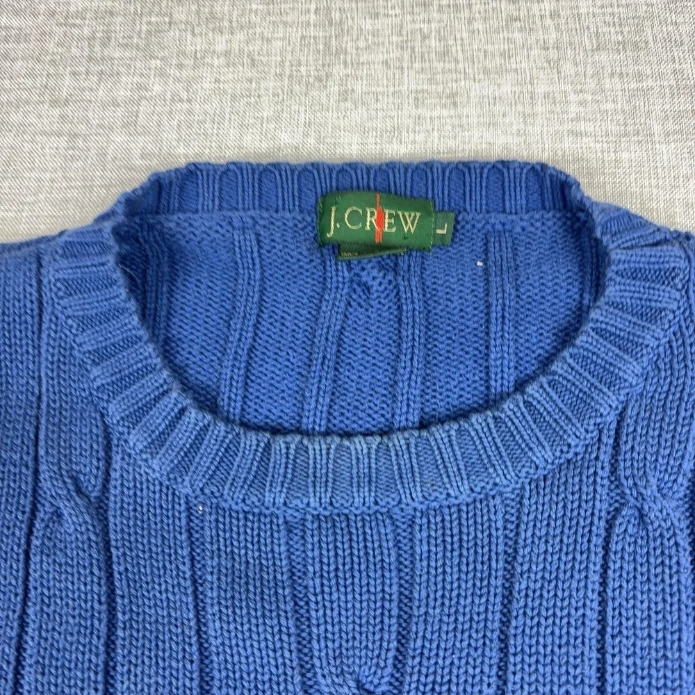 Vintage J Crew Oarsman Sweater Mens Large Blue Cotton Cable Knit Crewneck